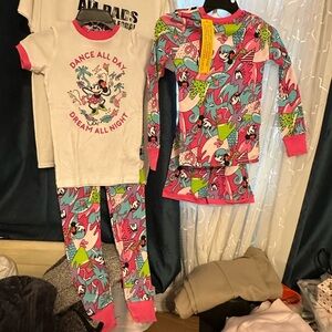 Disney Kids Pajama Set - Pink and White with Colorful Patterns